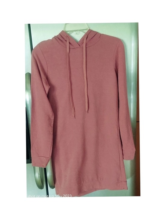 Source Unknown Tops - Sweatshirt Rose Dusty-Pink Hooded Tunic Sweatshirt